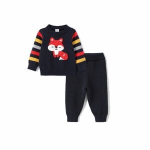 Baby Boy 2pcs Fox Print Sweater Top and Pants Set New With Tags